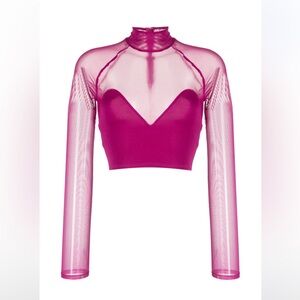 NWOT Fleur du Mal Fuchsia Sheer Crop Top